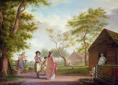 Landschap met figuren door Johan Prey